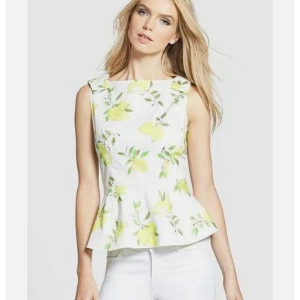 Kate Spade New York Thalia crisp cotton lemon peplum top U.S. 8
